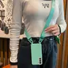 Adecuado para Samsung, Bucle de Colgante Reforzado con Correa Ancha, Funda para Teléfono Anti-Caídas de Protección Completa, Funda Cruzada para Teléfono de Color Caramelo Integrada en TPU