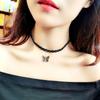 Collar Negro Sexy de Encaje con Diamantes Flash de Mariposa para Mujer Cadena Corta para Clavícula Joyería para el Cuello Correa para el Cuello Accesorios Elegantes y Sencillos