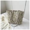 Saco de Palha Feminino Verão Novo Fresco Simples Renda Pequena Flor Bag Saco Tecido Estilo Ocidental Saco de Praia Ombro Tote Bag