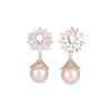 Aretes de Flores Retro de Lujo Ligero Estilo Francés para Mujer Zircón Micro-incrustado Industria Pesada Sentido de Alta Gama Nicho Celebridad Damas Aretes de Perlas con Pin de Plata