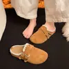 2026 Novos Sapatos Chinelo de Saia de Outono, Chinelos Planos Fechados na Ponta, Chinelos Versáteis Retro com Solado Grosso Populares que Aumentam a Altura