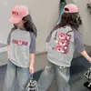 Camiseta de Verano para Niña de Manga Corta 100% Algodón Nuevo Estilo 2026 Camiseta Fina de Verano con Media Manga para Niños Niñas t