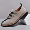Sapatos Masculinos de Tamanho Grande Estilo Workwear Retrô Americano com Biqueira Larga e Forma Larga, de Cano Baixo com Cadarço, Estilo Britânico, Casuais de Negócios em Couro