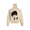 Projetado com Senso de Estilo, o Suéter Feminino de Gola Diagonal Assimétrica, Novo para Outono e Inverno 2025, Apresenta um Estilo Relaxado com Tricô Macio e Aconchegante Apresentando um Padrão Jacquard de Cachorro