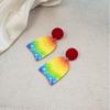Aretes geométricos transfronterizos en forma de U de Europa y Estados Unidos, dopamina verano, acrílico arcoíris con degradado de color a doble cara, venta al por mayor