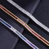 Pulsera Cuadrada Gradiente Gema Wuzhou Arcoíris Cadena Diamante Completo Color Platino Real Chapado Zircón Azul Marino Moda Elegante para Mujer