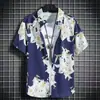Terno casual para homens de secagem rápida terno de praia havaiano camisa floral de manga curta para homens shorts de praia casal combinando terno de duas peças
