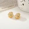 Joyas Transfronterizas Europeas y Americanas Pendientes Geométricos Simples de Malla Francesa Pendientes de Aleación con Patrón Trenzado en Relieve de Corazón