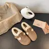 Sapatos Birkenstock para Mulheres, Forrados com Lã, Novo Modelo Outono e Inverno 2026, Couro Macio de Cobertura Total, Sapatos de Algodão Planos Retrô com Solado Grosso, Sapatos Peludos de Encaixar