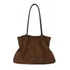 Bolsa simples de grande capacidade para sob o braço para mulheres, nova moda 2026 bolsa de ombro plissada, bolsa tote versátil de camurça para o dia a dia