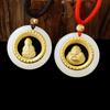 Colgante de Jadeíta Guanyin Buda con Incrustaciones de Oro, Joyería de Jade Hetian Natural, Transmisión en Vivo de Comercio Electrónico Dropshipping S2050523
