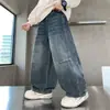 Ropa Infantil para Niños Jeans Sueltos de Pierna Ancha Pantalones Largos Modernos para Niños Mayores Pantalones Versátiles Pantalones Curvos para Niños Otoño