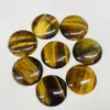 Fornecimento de fábrica 20MM Pedra Olho de Tigre Natural superfície de anel plano redondo acessórios para joias DIY patch de gravação embutido lote