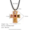 Moda europea y americana nicho retro elegante collar acero de titanio chapado en oro de 18K patrón de batido colorido collar de cuerda negra cruz