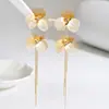 Brincos Grandes Retrô Franceses Femininos Longos Dupla Camada Flor Tassel Acessórios de Brinco Fabricante Atacadista de Ponta