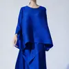 Conjunto de Top Pleats Miyake 2025 Nuevo de Alta Gama con Pantalones de Pierna Ancha con Diseño Asimétrico para un Look Adelgazante y Artístico