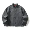 Chaqueta gris de dos piezas falsas con cuello mao Rumeng Laoqianfeng para hombre, primavera y otoño, silueta holgada, abrigo casual de alta gama