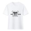 Nueva camiseta de One Piece Anime bidimensional para hombre y mujer, camiseta de verano de algodón de manga corta con la bandera de calavera pirata de Luffy Solon