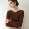 Nuevo Suéter de Punto para Mujer 100% Cachemira Pura Otoño/Invierno 2026 Cuello Redondo Ajustado Versátil Capa Base