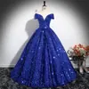 Vestido de Noche con Lentejuelas de un Solo Hombro para Mujer 2026 Nuevo Estilo de Comercio Exterior Disfraz para Performance en Solitario Examen de Arte Vocal Reunión Anual Falda Abullonada