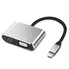 Estação Docking Três em Um Tipo C para Hdmi+Usb+Pd Hub de Liga de Alumínio Conversor Multi-Porta Computador para TV