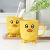 Vaso para Cepillo de Dientes Infantil para Uso en Casa, Vaso Simple para Enjuague Bucal, Lindo Bebé Anti-Caídas Creativo Dibujo Animado Patito Amarillo Plástico Vaso para Cepillo de Dientes