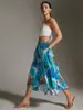 Falda midi de lunares elástica en la cintura y bajo irregular, superventas transfronterizo europeo y americano, estilo vacacional, favorecedora de la figura