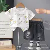 Conjunto de Verano Transfronterizo de Comercio Exterior para Niños 2025 Nuevo Elegante de Moda Ropa de Verano para Niños Conjunto de Mezclilla de Manga Corta para Niños