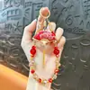 Bolsa de la Suerte de Brocado Estilo Chino Dinastía Song Calabaza Cadena de Teléfono con Cuentas de Cristal Llavero Colgante de Bolsa Exquisito Lindo Venta al por Mayor