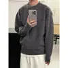 Suéter MRCYC de tricô de mohair masculino, outono, estilo coreano, moderno, casual, gola redonda, modelagem solta