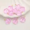 Colgante de Flor de Vidrio con Agujero Recto, Adorno de Flor de Cinco Pétalos, Cuentas Sueltas para Pulsera y Collar DIY, Materiales para Aretes con Borla Estilo Antiguo