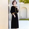 Novo Vestido Cheongsam Melhorado Estilo Chinês para Mulheres de Meia-idade e Idosas Vestido de Mãe Manga Longa Estilo Ocidental Primavera e Outono Estilo Nacional Vestido de Comprimento Médio