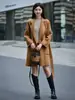 Otoño e Invierno Nuevo Abrigo de Tela de Lana Doble Faz para Mujer Chaqueta de Lana de Longitud Media con Cinturón Elegante Adelgazante Rejuvenecedor Tela de Lana Moderna