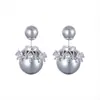 Brincos Atmosféricos de Luxo Leve para Mulheres, Moda Europeia e Americana, Brincos de Pérola Coroa Frente e Verso, Brincos Exquisitos e Versáteis