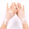 Luvas de Renda com Gancho para o Dedo Nupcial Casamento Halloween Lolita Laço de Malha Preta Manga de Mão para Dança