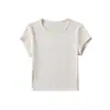 Camiseta Básica Sencilla de Color Sólido con Cuello Redondo y Manga Corta Spice Girls Verano Nuevo Color Caramelo Ajustada Top Corto Base