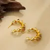 Pendientes Europeos y Americanos Transfronterizos de Acero Inoxidable de Oro Real 18K Espirales Exagerados en Forma de C Pendientes Sencillos Joker Retorcidos