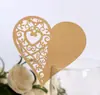Amazon amor xícara oca cartão Papel perolado pera dourada cartão de mesa personalizado papel decorativo para taça de vinho atacado