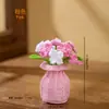 Florero de flor de nomeolvides tejido a mano multicolor planta en maceta producto terminado, simulación de lana regalo creativo, decoración de coche, en stock