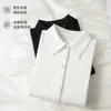 26 Camisa Polo Nueva para Mujer Primavera/Verano Mezcla de Lyocell y Lana Corte Ajustado Hombro Normal para Viajes Camisa con Botón Dorado