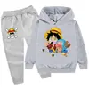 2025One Piece Estampado de Dibujos Animados Traje para Niños Sudadera con Capucha Sudadera + Pantalones Pb904