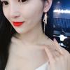 Pendientes de borla triangular de estilo simple y frío de Corea del Sur con aguja de plata S925, pendientes largos geométricos elegantes y de moda.