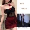 Lencería Sexy Chica Caliente Adelgazante Malla de Doble Capa Tubo Top Falda Femenina Flor Tridimensional Falda de Cadera Deseo Puro