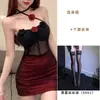 Vestido Sexy Sem Alças, Lingerie, Tamanho Grande, Elegante Design Floral Tridimensional, Costura Dupla de Malha, Ajuste ao Corpo, Vestido Bodycon Vazado