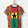 2025 Nuevo Verano Venta Caliente Mapa de Ghana Camiseta Impresa en 3D Ropa para Hombre Camiseta Casual Deportiva, Ropa Deportiva para Hombre