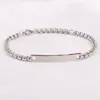 Novo Produto Transfronteiriço Europeu e Americano Corrente de Pérolas Curva Simples Brilhante Personalizada 6mm Pulseira de Aço Inoxidável para Mulheres com Logo a Laser