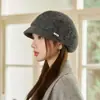 Boina Retrô Feminina Estilo Coreano Chapéu Bico de Pato Versátil Estilo Europeu e Americano Britânico Chapéu de Lã Quente Estilo Chanel