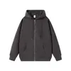 Sudadera Cardigan Pesado 2025 para Hombre Primavera y Otoño Delgada Pareja Americana Doble Cremallera Versátil Color Sólido Marca de Moda Sudadera con Capucha