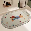 Alfombra de Baño de Dibujos Animados Tejida de Lino Entrada al Baño Absorbente de Agua Secado Rápido Felpudo Ducha Antideslizante Resistente a la Suciedad Alfombra