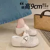 Sapatos de Rede Franceses com Solado Grosso e Aumento de Altura, Chinelos Fechados Estilo Birkenstock para Mulheres, Novo Modelo Verão 2026, Sandálias de Calçar